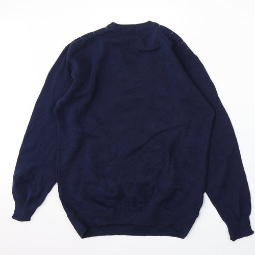 JBC Collection Womens Blue V-Neck  Acrylic Pullover Jumper Size M