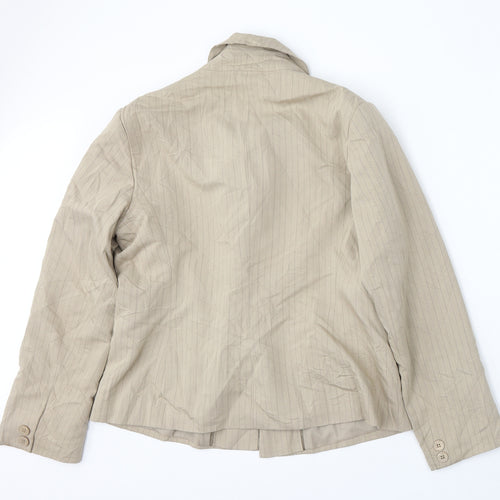 Klass Womens Beige Striped Viscose Jacket Suit Size 16