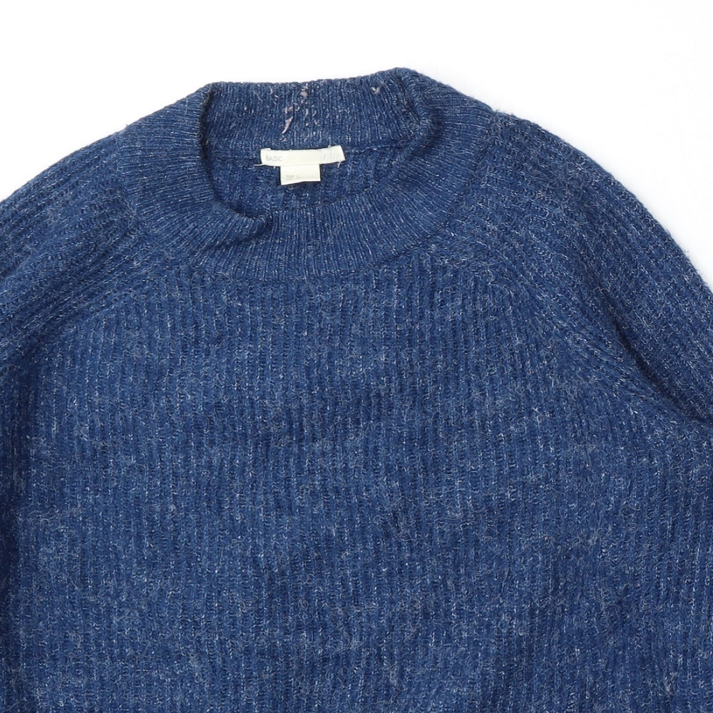 H&M Womens Blue Round Neck  Acrylic Pullover Jumper Size S