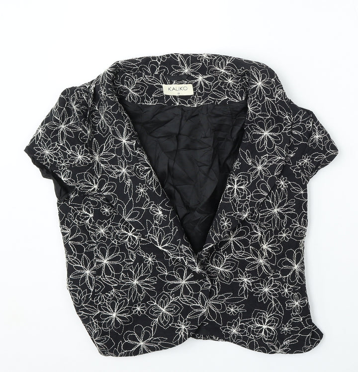 Kaliko Womens Blue Floral Cotton Jacket Blazer Size 12
