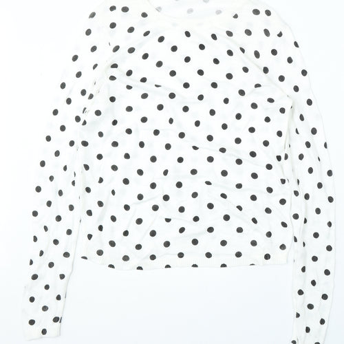 ASOS Womens White Round Neck Geometric Polyester Pullover Jumper Size M
