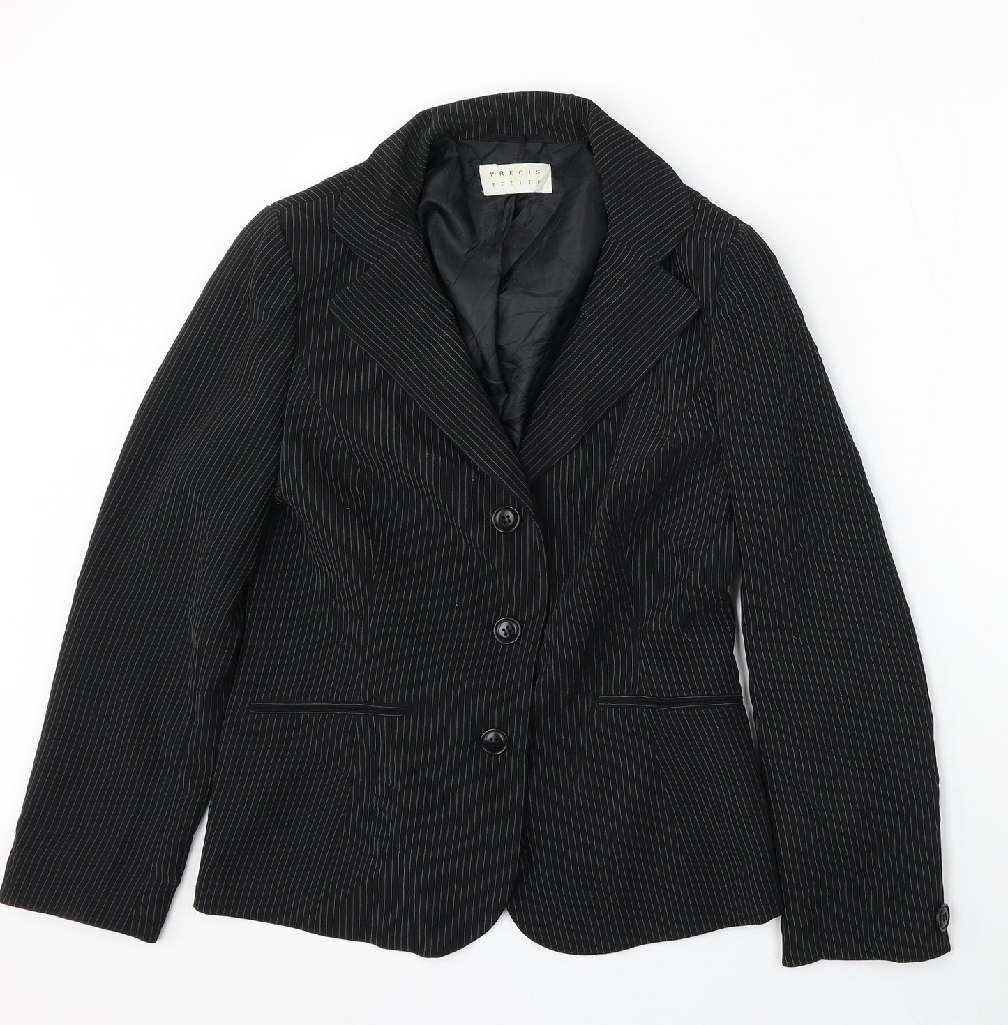 Precis Womens Black Striped Polyester Jacket Suit Size 14