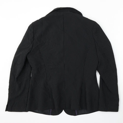 Precis Womens Black Striped Polyester Jacket Suit Size 14