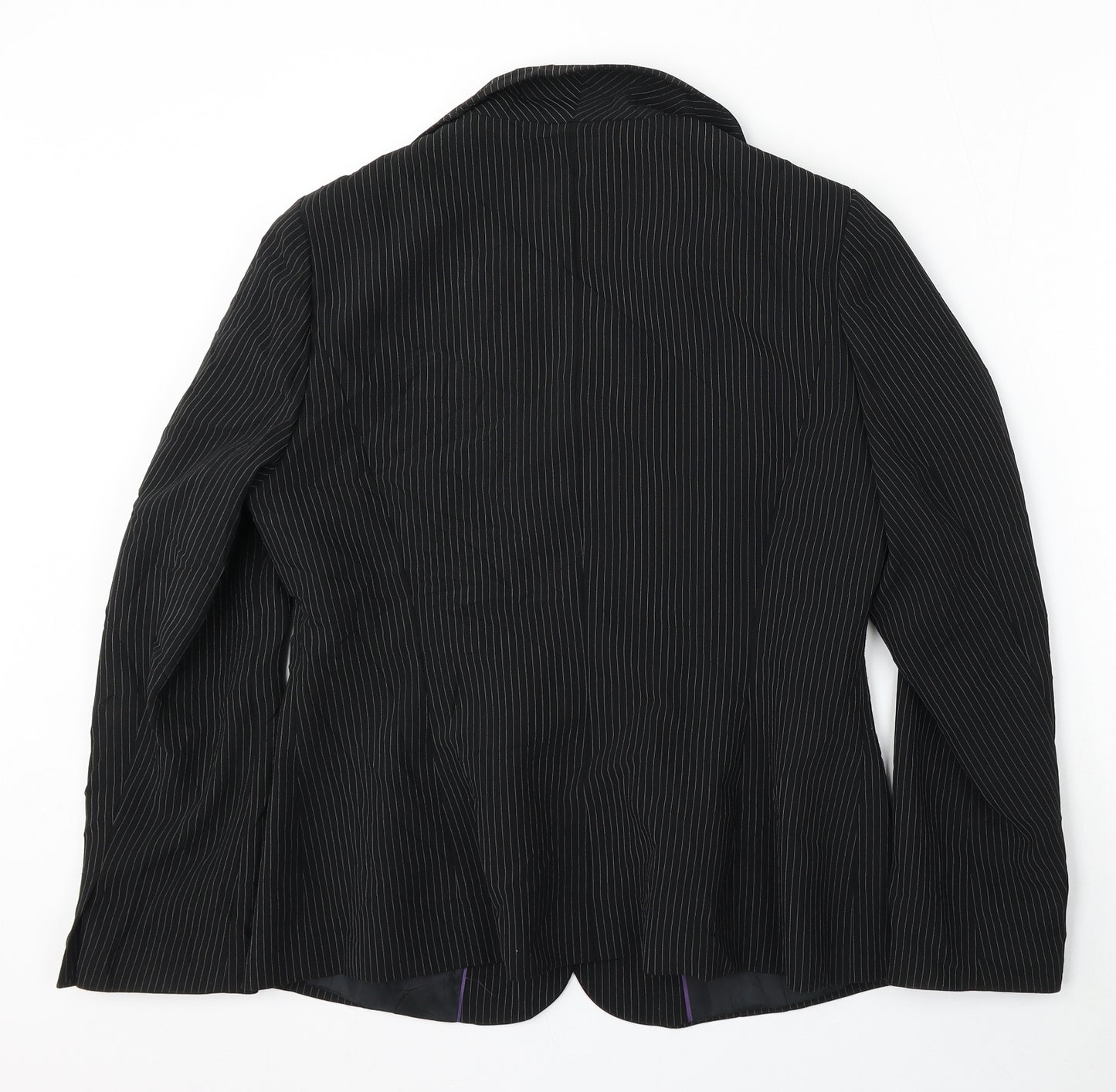 Precis Womens Black Striped Polyester Jacket Suit Size 14