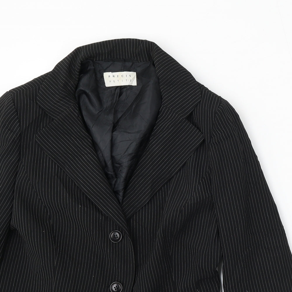 Precis Womens Black Striped Polyester Jacket Suit Size 14