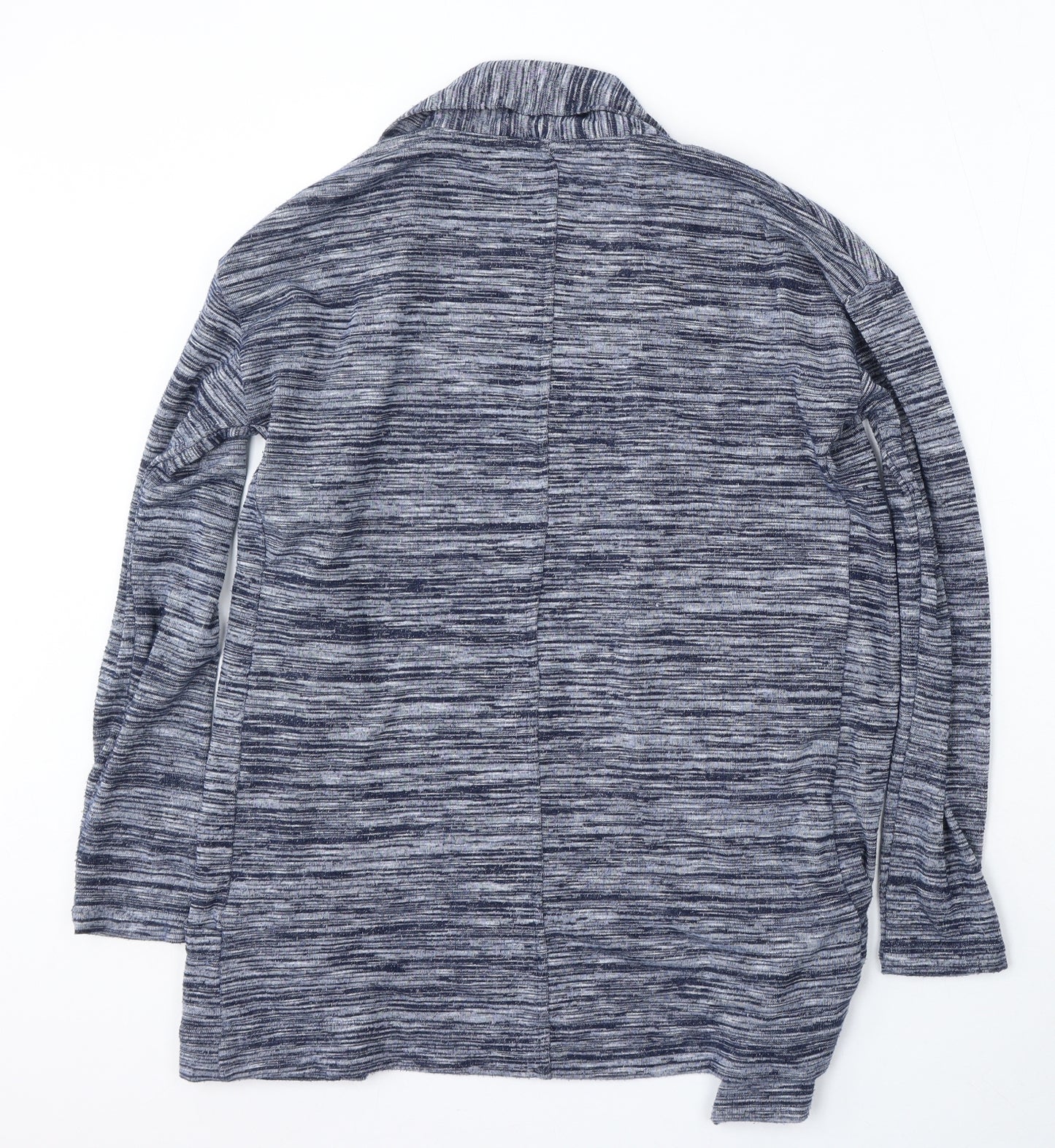 Marks and Spencer Womens Blue V-Neck Striped Polyester Cardigan Jumper Size 10