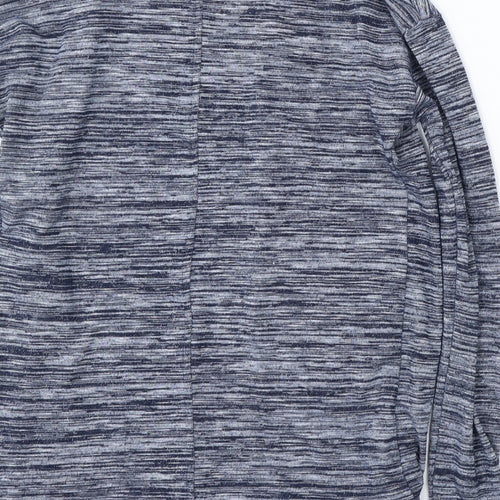 Marks and Spencer Womens Blue V-Neck Striped Polyester Cardigan Jumper Size 10