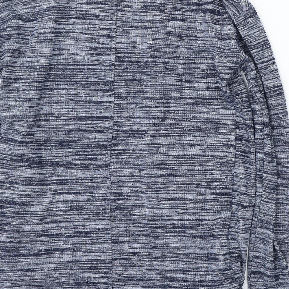 Marks and Spencer Womens Blue V-Neck Striped Polyester Cardigan Jumper Size 10