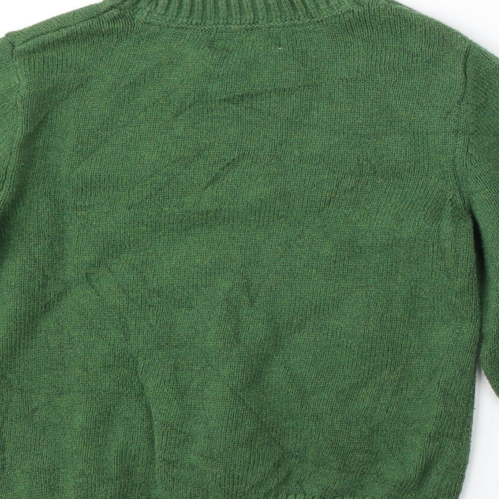 H&M Boys Green Round Neck  Cotton Pullover Jumper Size 4-5 Years   - christmas