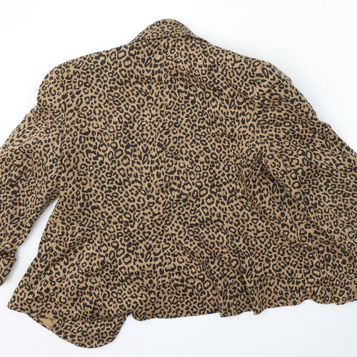Internacionale Womens Brown Animal Print Polyester Jacket Suit Size 12