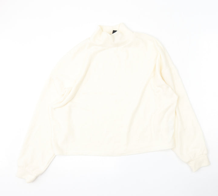 New Look Womens Beige Mock Neck Polyester Pullover Jumper Size S