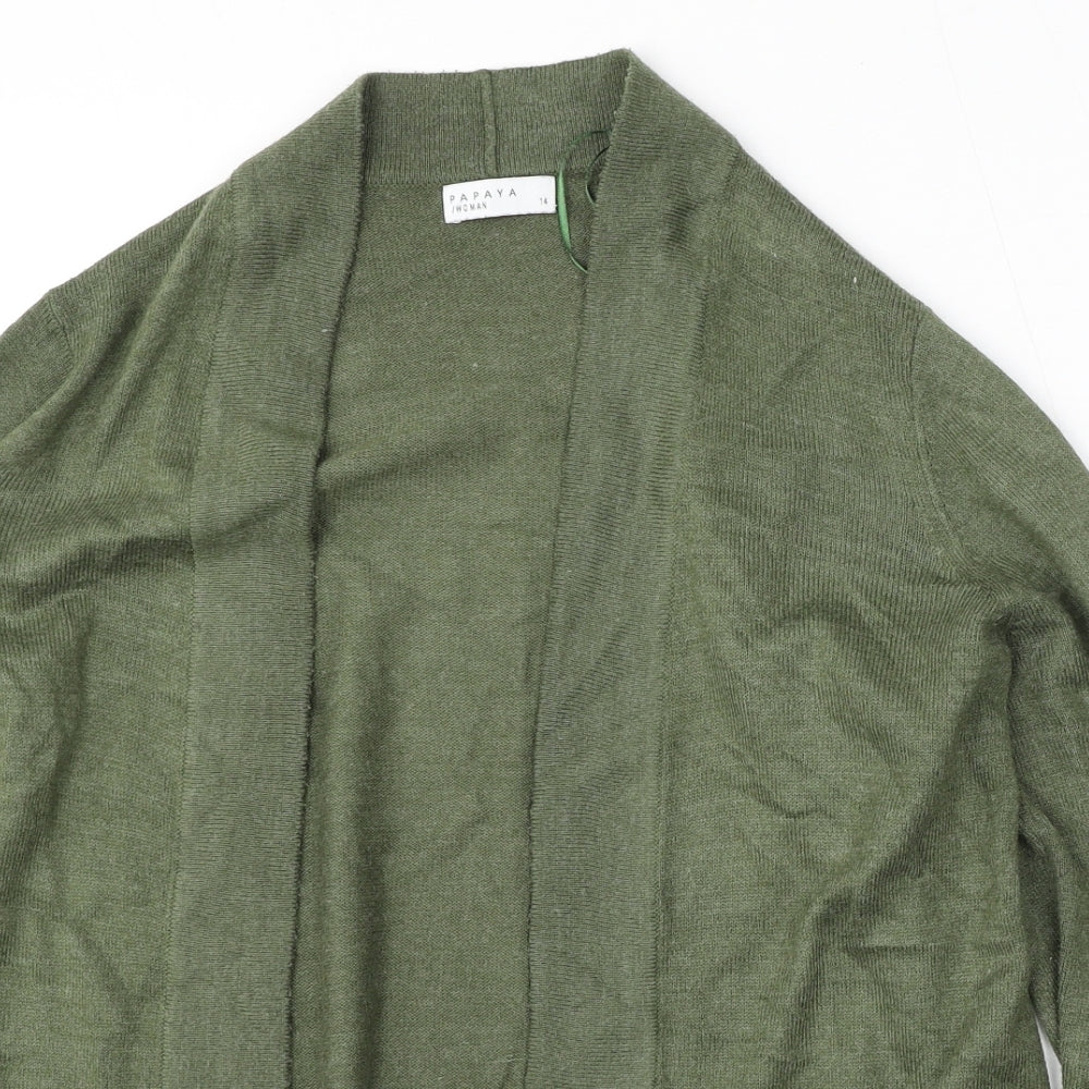 Matalan Womens Green V-Neck  Acrylic Cardigan Jumper Size 14