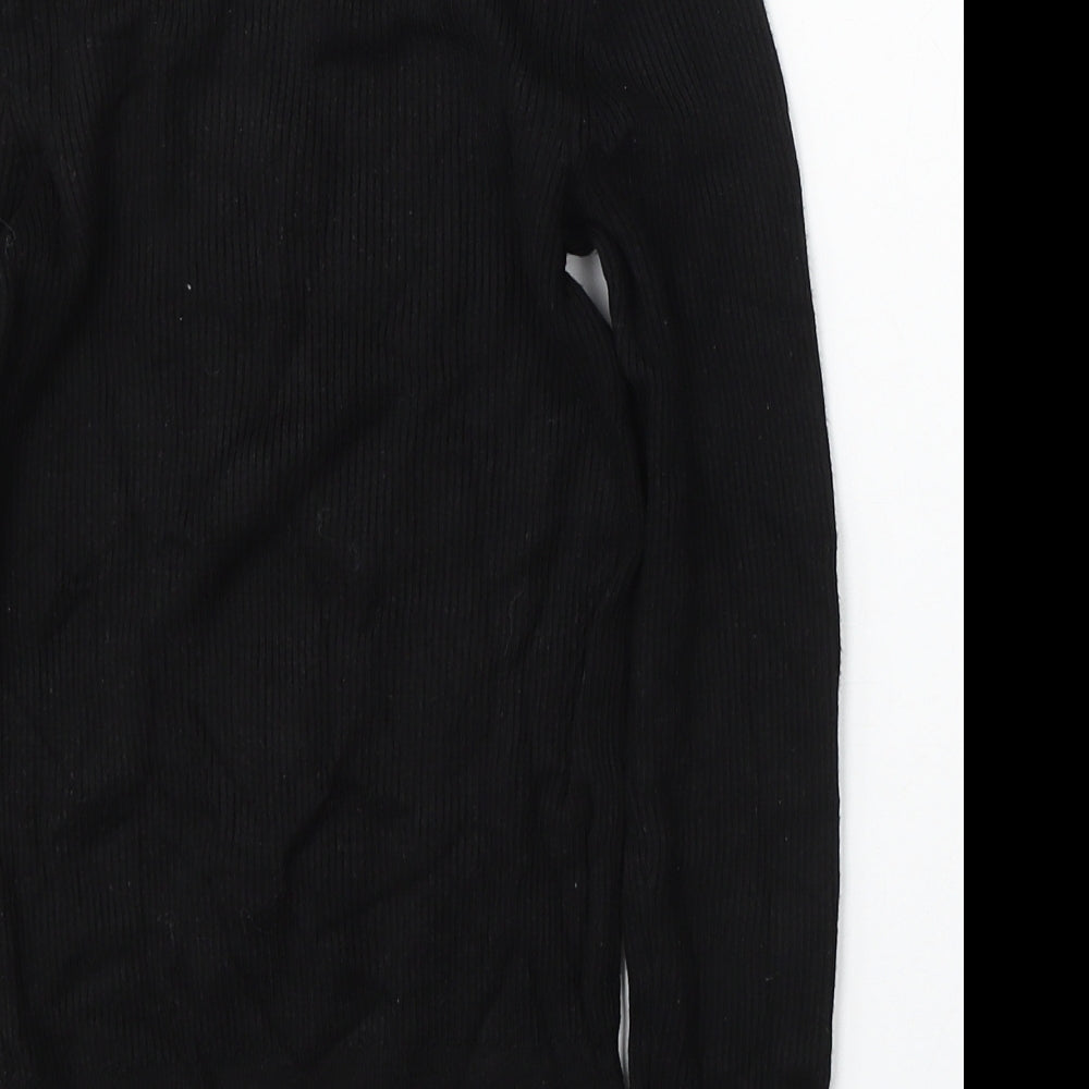 Marks and Spencer Womens Black Round Neck  Viscose Pullover Jumper Size 8