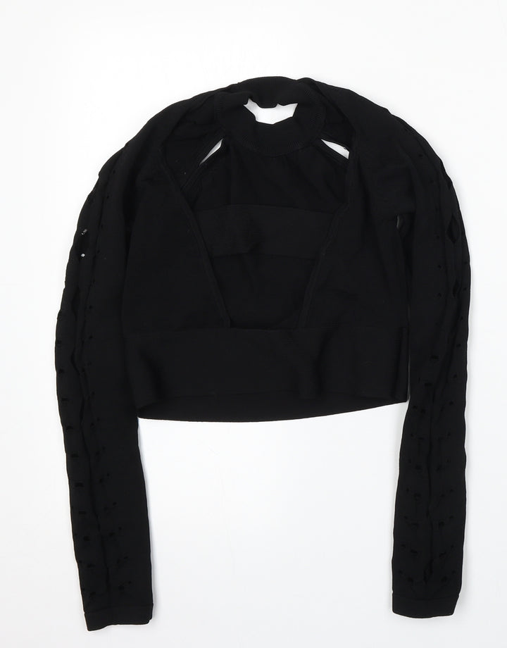 River Island Womens Black Round Neck Viscose Pullover Jumper Size 10