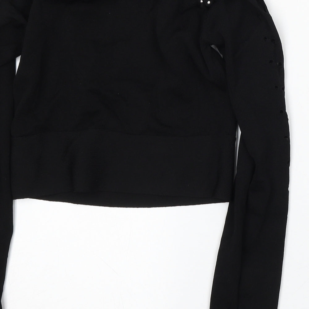 River Island Womens Black Round Neck  Viscose Pullover Jumper Size 10