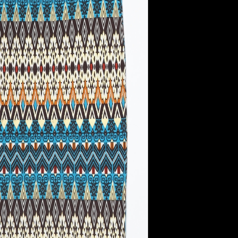Candy Crush Womens Multicoloured Geometric Polyester Pencil Dress  Size 12  Round Neck