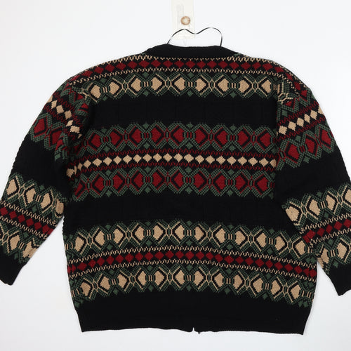 Bloomchic Womens Multicoloured Round Neck Geometric Acrylic Cardigan Jumper Size 26