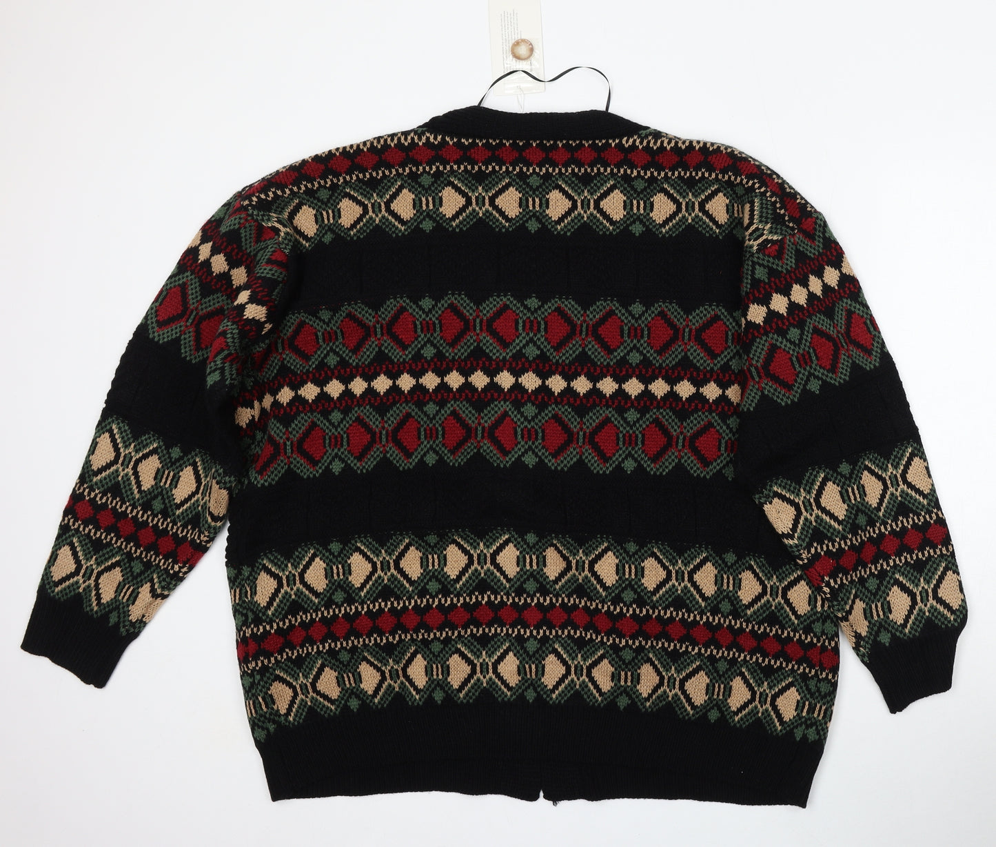 Bloomchic Womens Multicoloured Round Neck Geometric Acrylic Cardigan Jumper Size 26