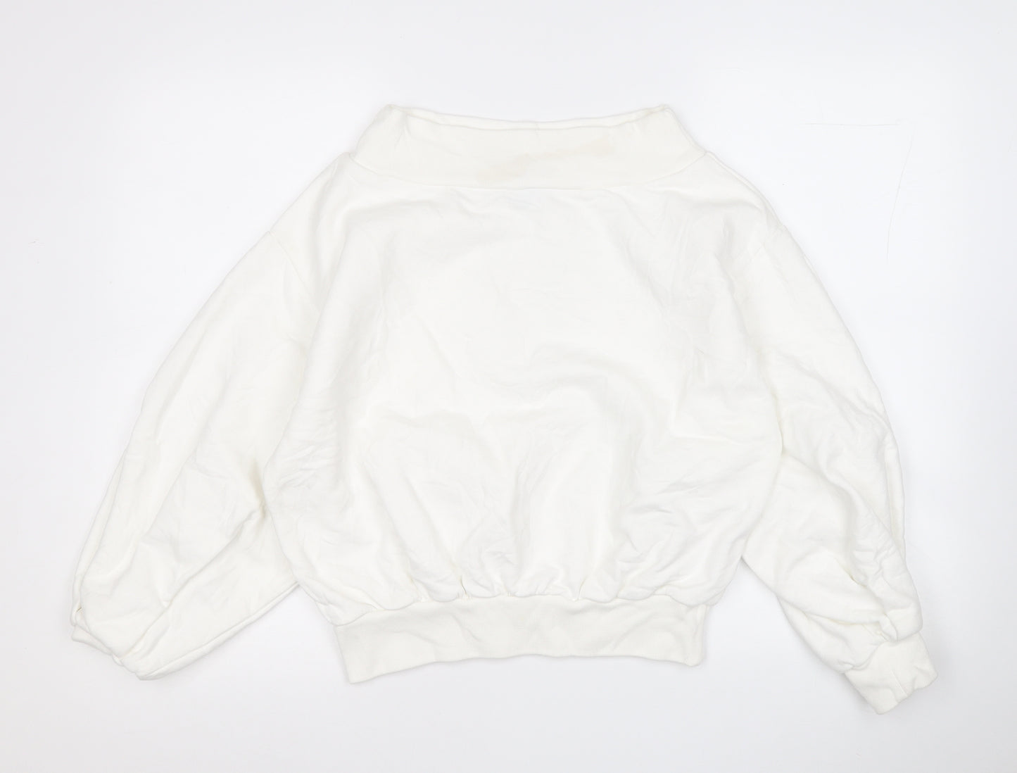 Boohoo Womens White  Cotton Pullover Sweatshirt Size 6