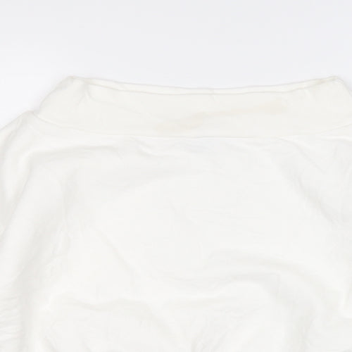 Boohoo Womens White  Cotton Pullover Sweatshirt Size 6
