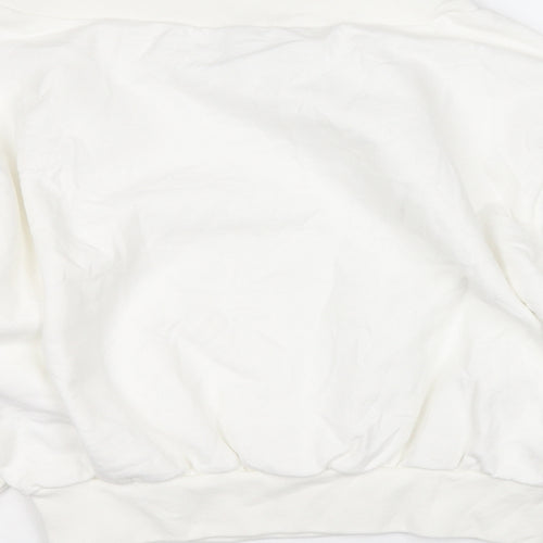 Boohoo Womens White  Cotton Pullover Sweatshirt Size 6