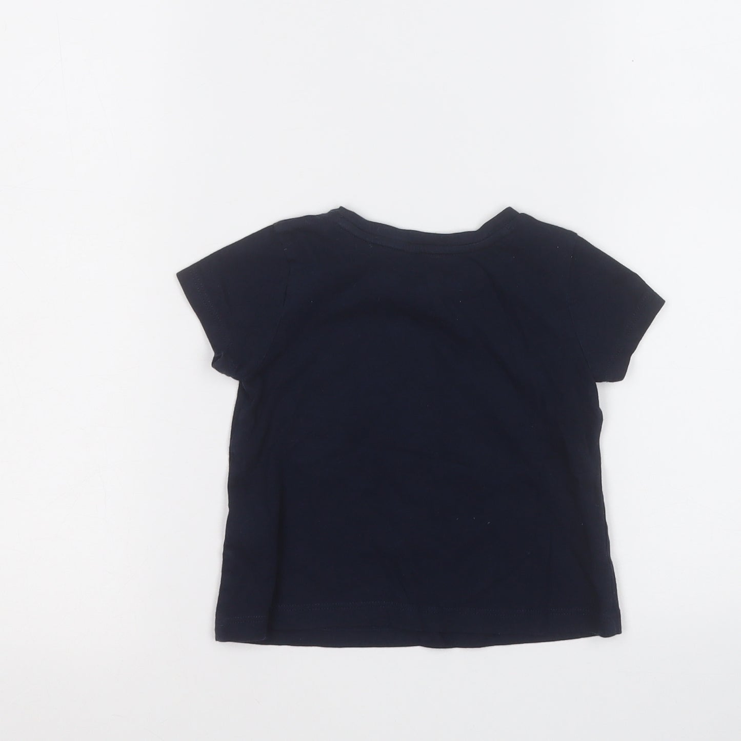 Gap Girls Blue  Cotton Basic T-Shirt Size 12-18 Months Round Neck  - Mickey Mouse