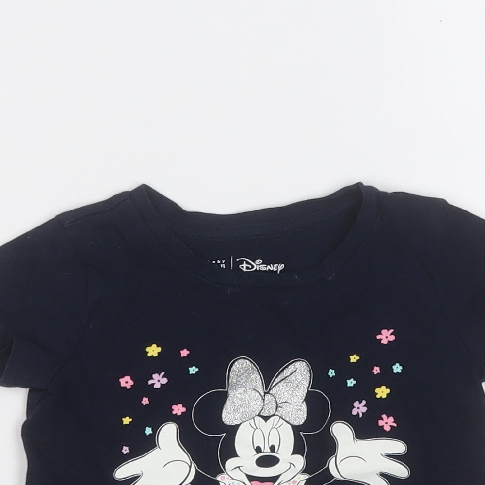 Gap Girls Blue  Cotton Basic T-Shirt Size 12-18 Months Round Neck  - Mickey Mouse
