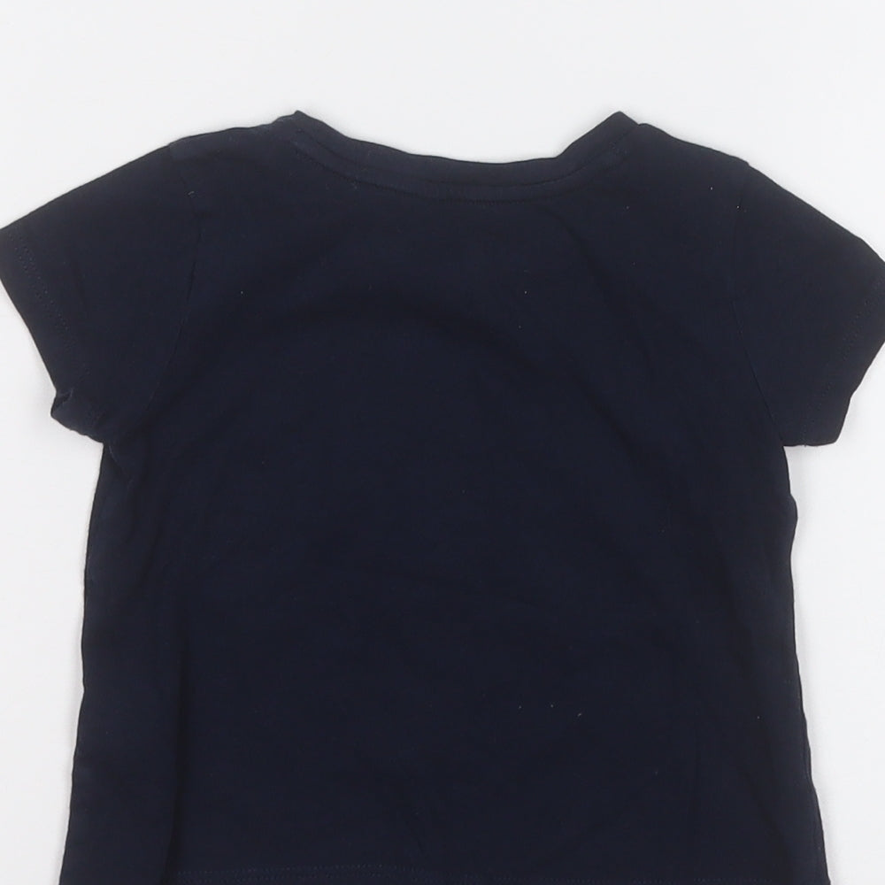 Gap Girls Blue  Cotton Basic T-Shirt Size 12-18 Months Round Neck  - Mickey Mouse