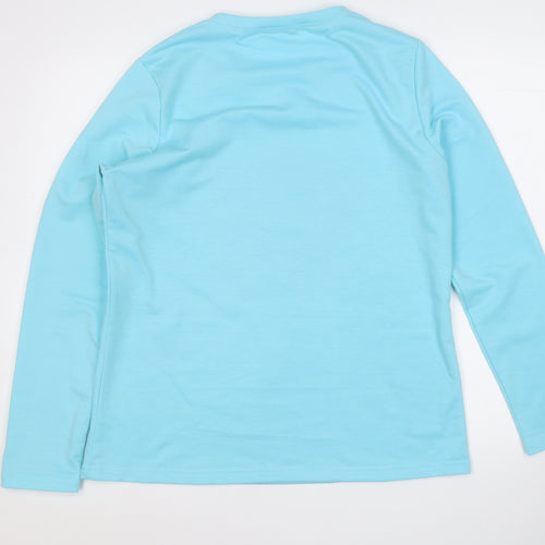 Sheilay Womens Blue Round Neck  Polyester Pullover Jumper Size M
