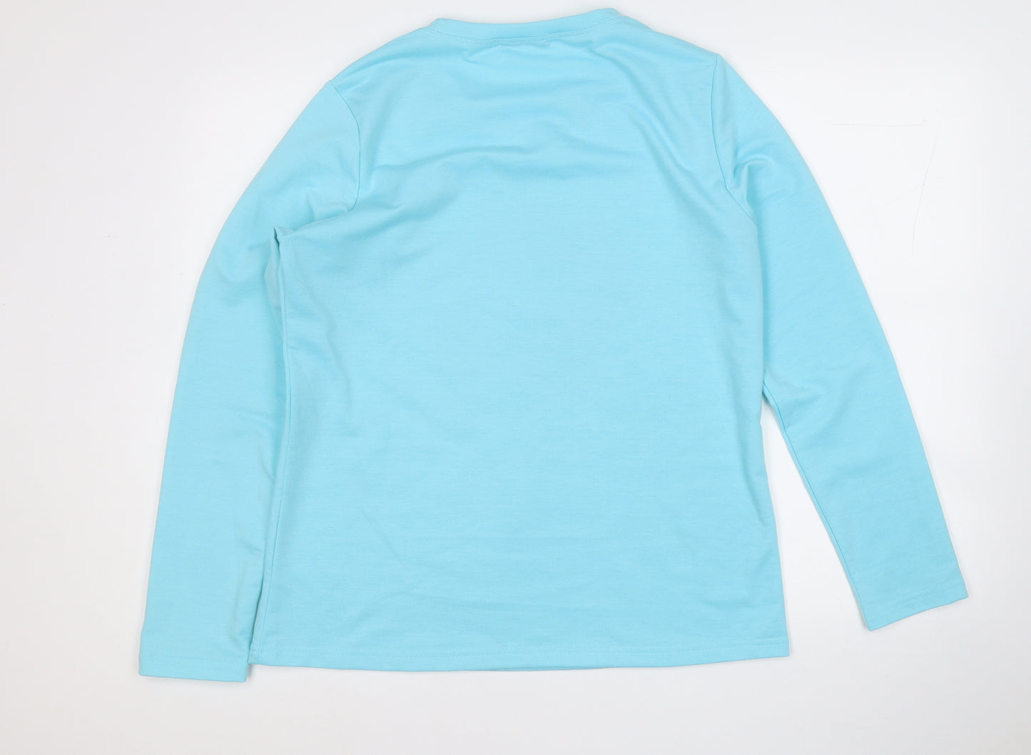 Sheilay Womens Blue Round Neck  Polyester Pullover Jumper Size M