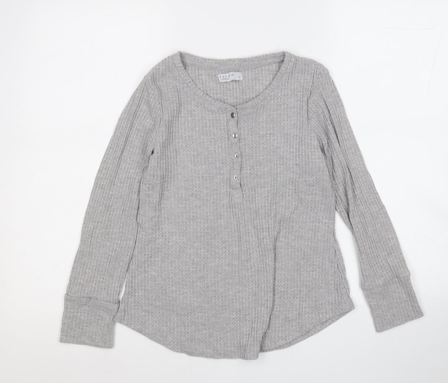 Papaya Womens Grey Round Neck  Polyester Pullover Jumper Size 10