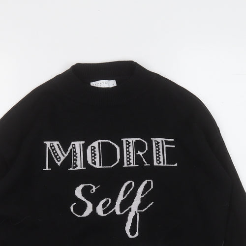 Papaya Womens Black Mock Neck  Cotton Pullover Jumper Size S   - More Self Love