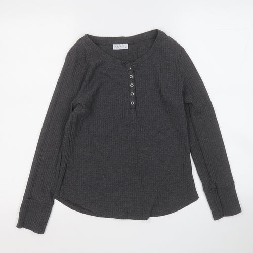Papaya Womens Grey Round Neck  Polyester Pullover Jumper Size 10