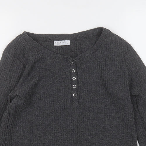 Papaya Womens Grey Round Neck  Polyester Pullover Jumper Size 10