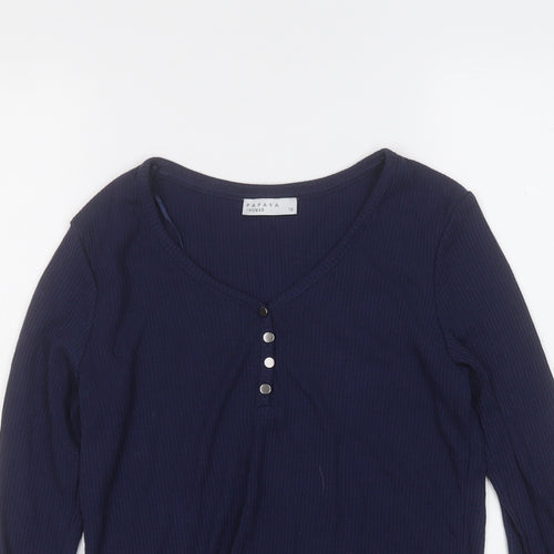 Papaya Womens Blue Round Neck  Polyester Pullover Jumper Size 10