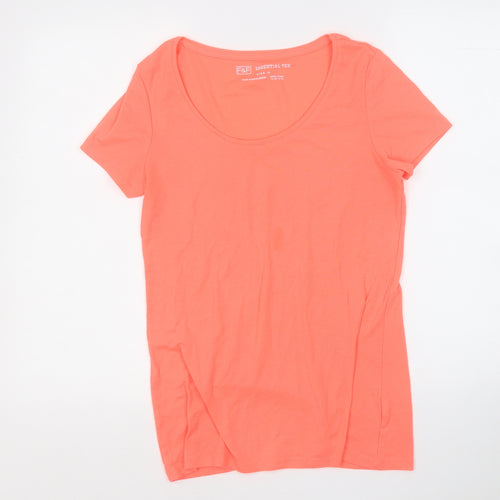 F&F Womens Orange  Acrylic Basic T-Shirt Size 14 Round Neck