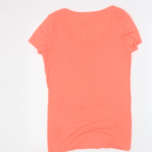 F&F Womens Orange  Acrylic Basic T-Shirt Size 14 Round Neck
