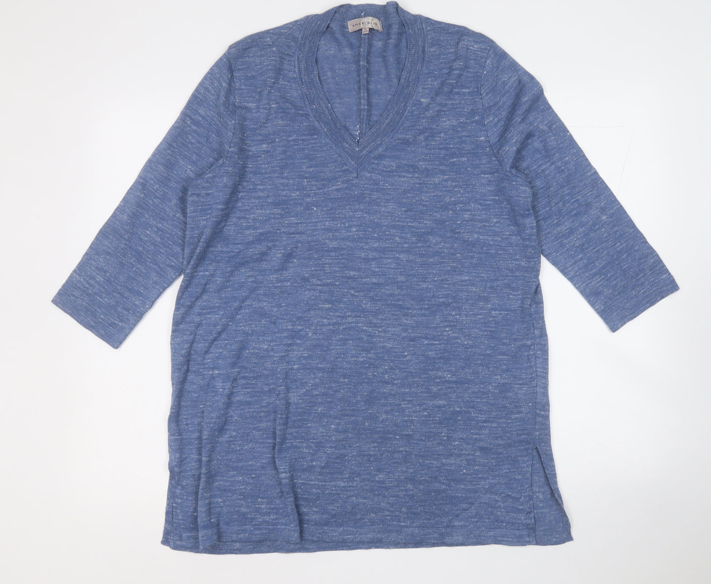 Amaryllis Womens Blue V-Neck  Acrylic Pullover Jumper Size 16