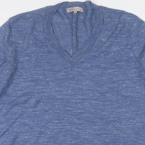 Amaryllis Womens Blue V-Neck  Acrylic Pullover Jumper Size 16