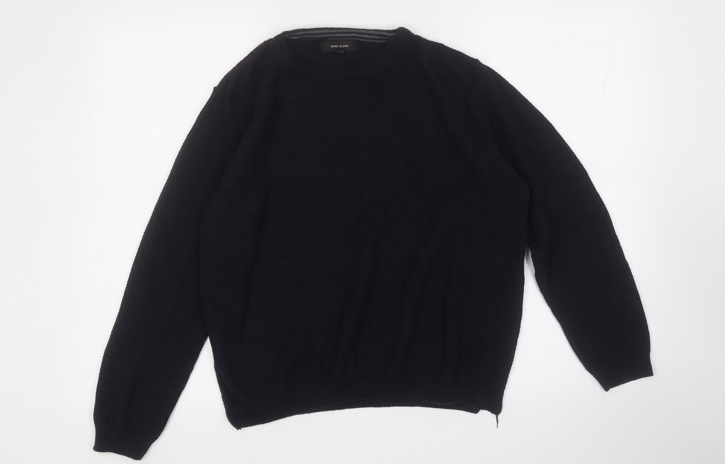 River Island Womens Blue Round Neck  Acrylic Pullover Jumper Size S