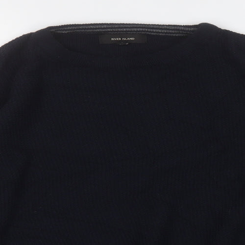 River Island Womens Blue Round Neck  Acrylic Pullover Jumper Size S