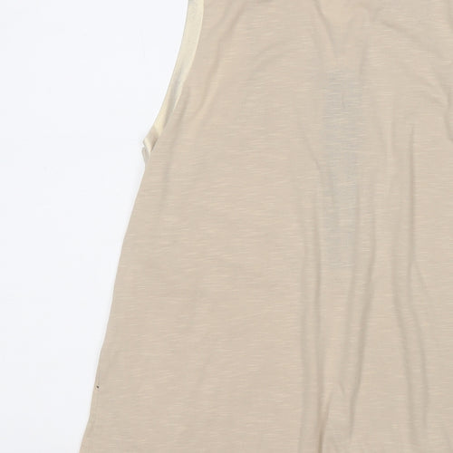 Sheilay Womens Beige  Acrylic Basic Tank Size M Round Neck