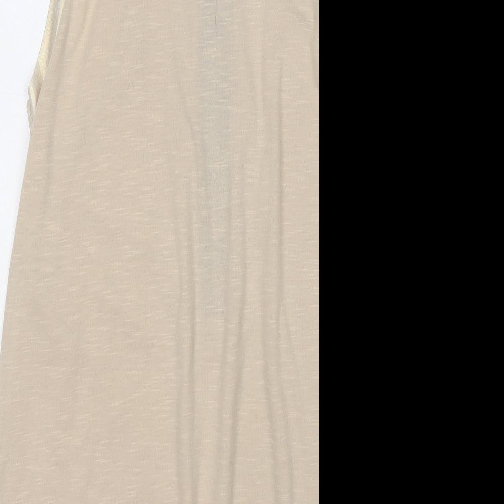 Sheilay Womens Beige  Acrylic Basic Tank Size M Round Neck