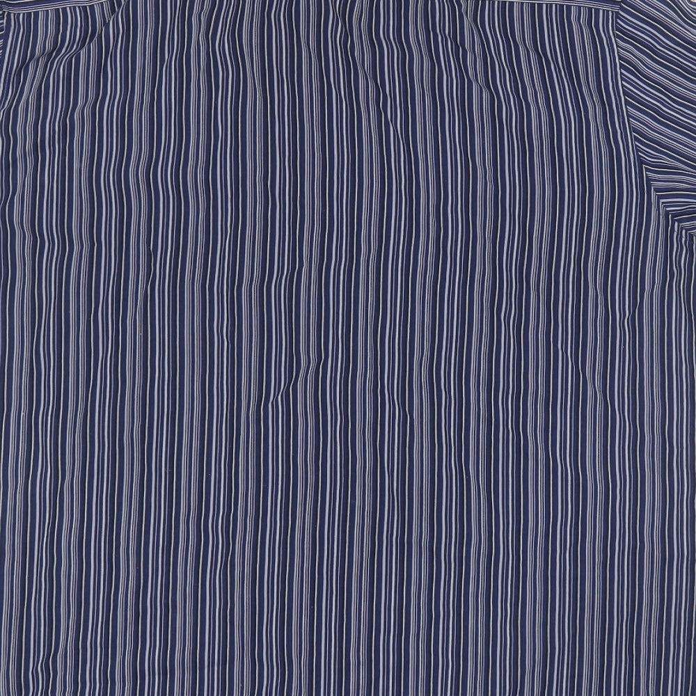 Atlantic Bay Mens Blue Striped Polyester  Button-Up Size XL Collared