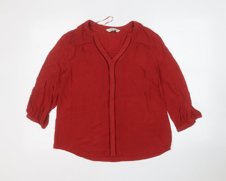 F&F Womens Red Round Neck Viscose Pullover Jumper Size 10