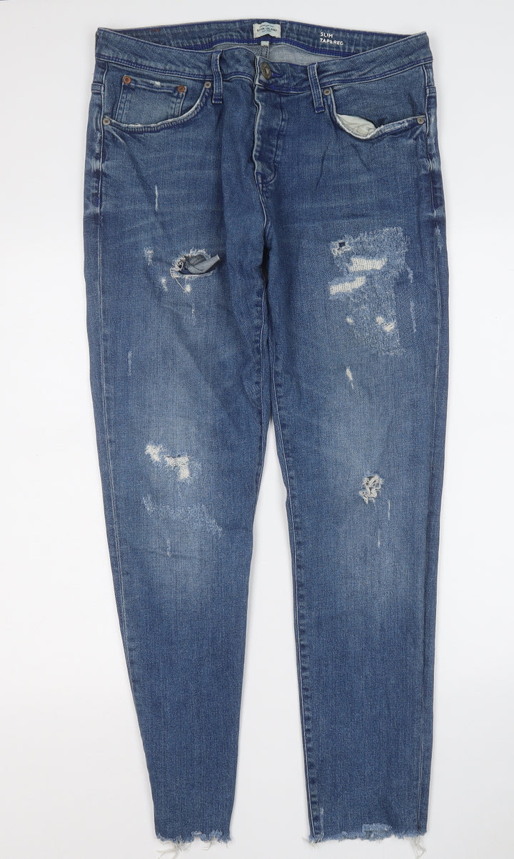 River Island Womens Blue Cotton Skinny Jeans Size 34 L32 in Regular