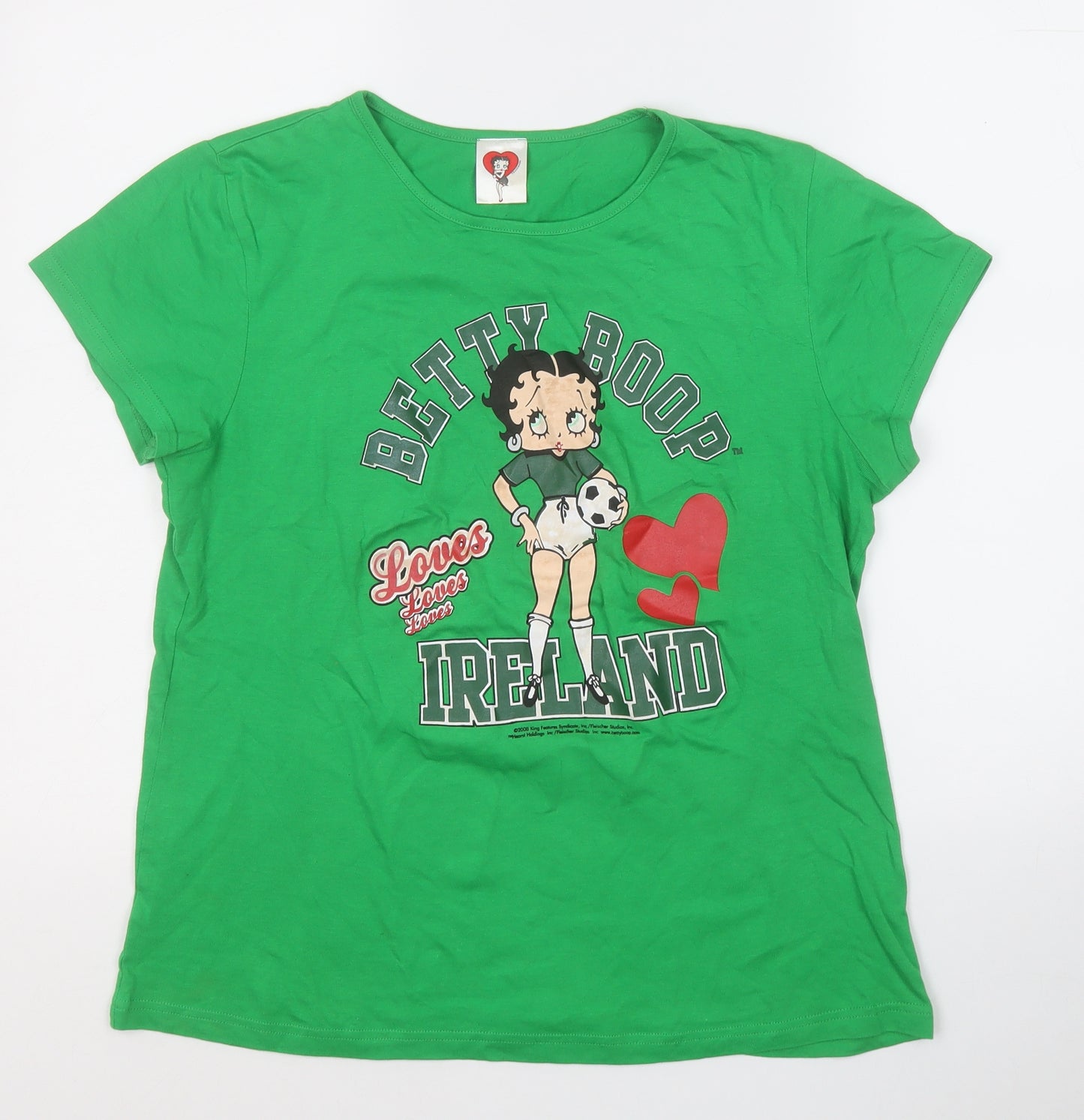 Evie Womens Green  Cotton Basic T-Shirt Size 14 Round Neck - Betty Boop