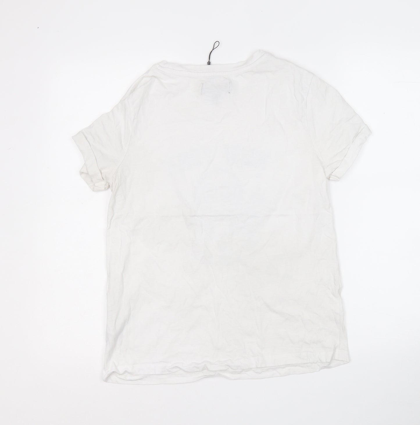 Paramour Womens White  Cotton Basic T-Shirt Size 12 Round Neck - New York