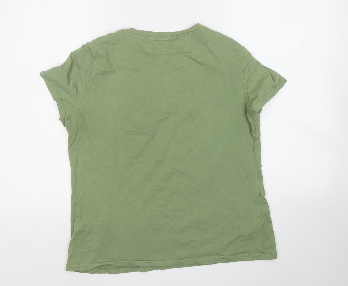 SheIn Womens Green  100% Cotton Basic T-Shirt Size L Round Neck