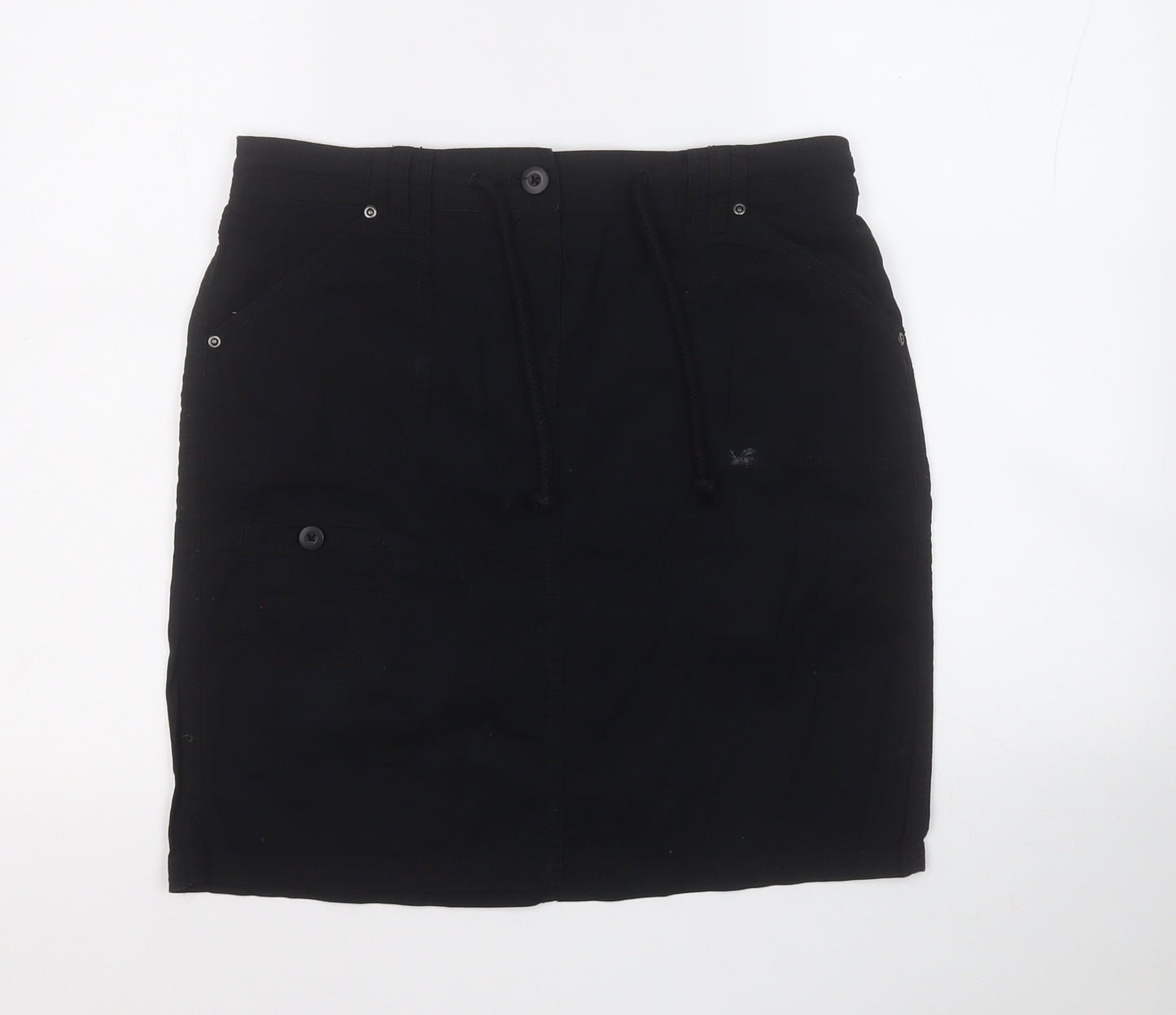 BHS Womens Black  Cotton A-Line Skirt Size 12